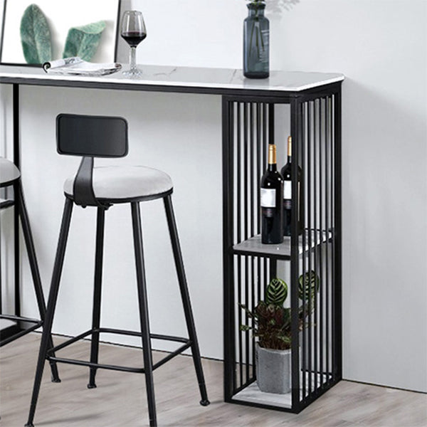 Glam Style Bar Bistro Set 1/3 Pieces Stone Bar-Height Bar table with Upholstered Stools Clearhalo 'Bar Furniture' 'furn' 'furn_home_bar_bar_sets' 'Furniture' 'Home Bars & Bar Sets' 'home_bar_bar_sets' 'Kitchen & Dining Furniture' 7348732