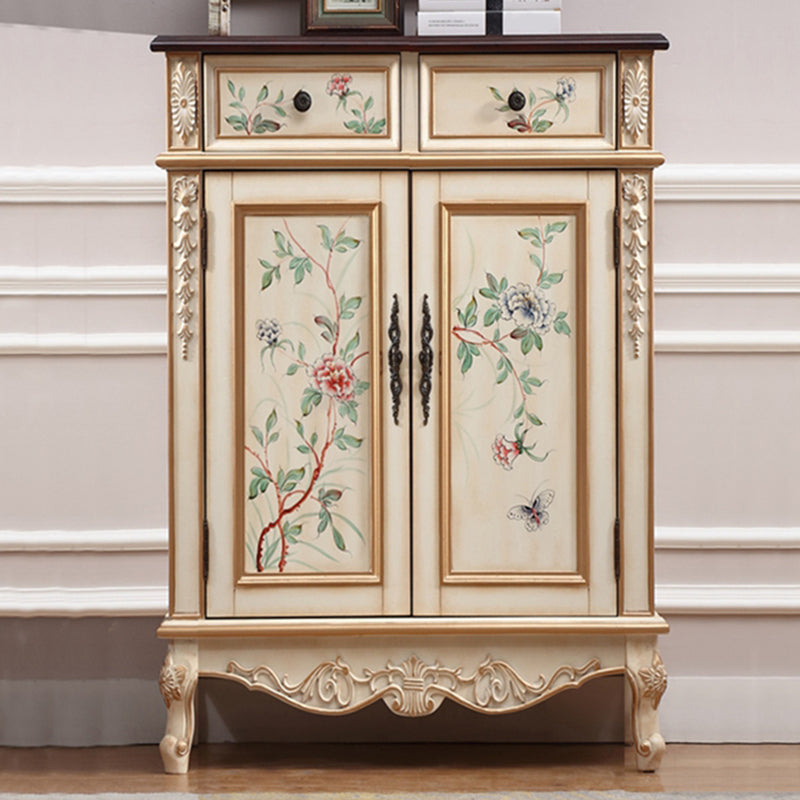 Industrial Cabriole Legs Accent Cabinet Solid Wood Storage Cabinet 35"L x 16"W x 44"H White Clearhalo 'Cabinets & Chests' 'cabinets_chests' 'furn' 'furn_cabinets_chests' 'Furniture' 'Living Room Furniture' 7348874