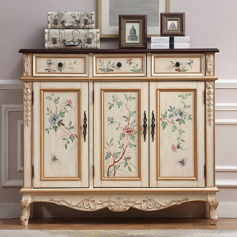 Industrial Cabriole Legs Accent Cabinet Solid Wood Storage Cabinet 50"L x 16"W x 44"H White Clearhalo 'Cabinets & Chests' 'cabinets_chests' 'furn' 'furn_cabinets_chests' 'Furniture' 'Living Room Furniture' 7348875