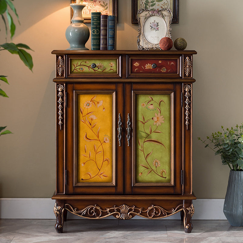 Industrial Cabriole Legs Accent Cabinet Solid Wood Storage Cabinet 35"L x 16"W x 44"H Brown Clearhalo 'Cabinets & Chests' 'cabinets_chests' 'furn' 'furn_cabinets_chests' 'Furniture' 'Living Room Furniture' 7348878
