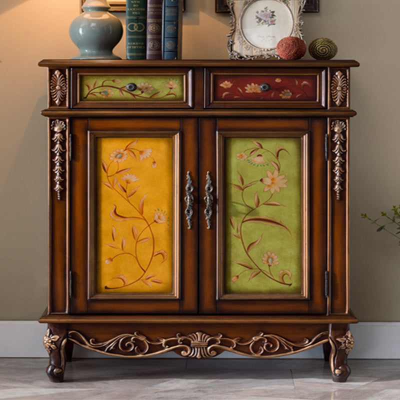 Industrial Cabriole Legs Accent Cabinet Solid Wood Storage Cabinet 43"L x 14"W x 44"H Brown Clearhalo 'Cabinets & Chests' 'cabinets_chests' 'furn' 'furn_cabinets_chests' 'Furniture' 'Living Room Furniture' 7348887