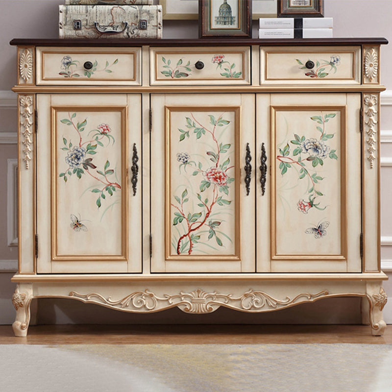 Industrial Cabriole Legs Accent Cabinet Solid Wood Storage Cabinet 59"L x 14"W x 44"H White Clearhalo 'Cabinets & Chests' 'cabinets_chests' 'furn' 'furn_cabinets_chests' 'Furniture' 'Living Room Furniture' 7348889