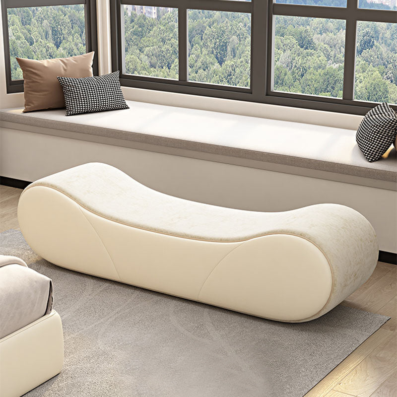 20 Inch Width Cushioned Seating Bench Modern Entryway and Bedroom Bench Off-White Clearhalo 'Benches' 'Chairs & Seating' 'furn' 'furn_benches' 'Furniture' 'Living Room Furniture' 7349370