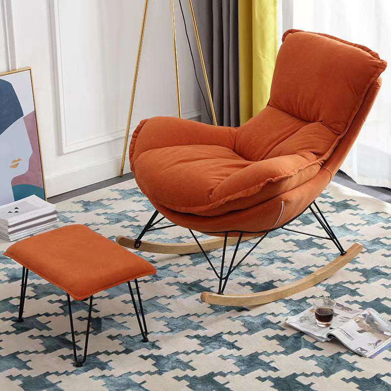 Indoor Mother Feeding Sofa Rocking Chair Modern Rocking Chair with Ottoman Rocking Chair with Ottomans Orange Clearhalo 'Chairs & Seating' 'furn' 'furn_rocking_chairs' 'Furniture' 'Living Room Furniture' 'Rocking Chairs' 'rocking_chairs' 7349387