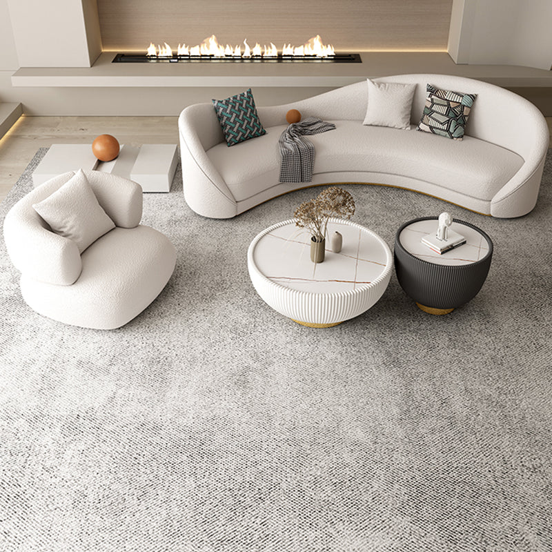 Northern European Curved Sofa 31.5" High Wool Settee in Beige Clearhalo 'furn' 'furn_sofas' 'Furniture' 'Living Room Furniture' 'Sofa' 'sofas' 7349673