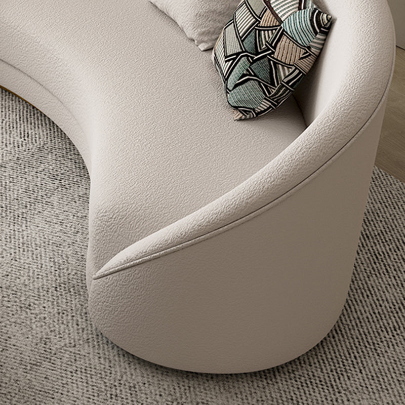 Northern European Curved Sofa 31.5" High Wool Settee in Beige Clearhalo 'furn' 'furn_sofas' 'Furniture' 'Living Room Furniture' 'Sofa' 'sofas' 7349677