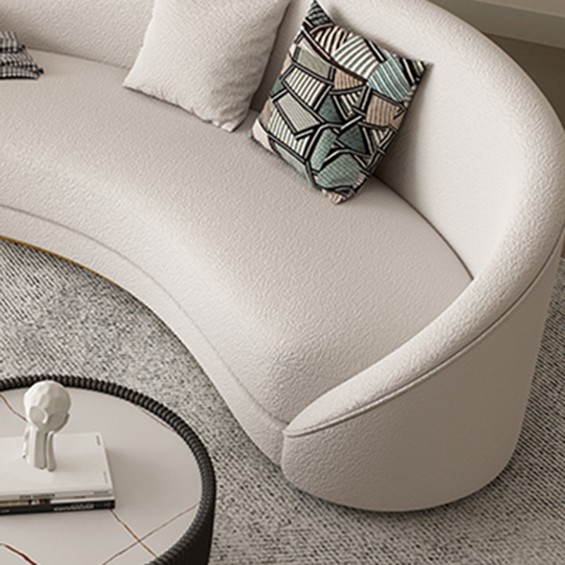 Northern European Curved Sofa 31.5" High Wool Settee in Beige Clearhalo 'furn' 'furn_sofas' 'Furniture' 'Living Room Furniture' 'Sofa' 'sofas' 7349679