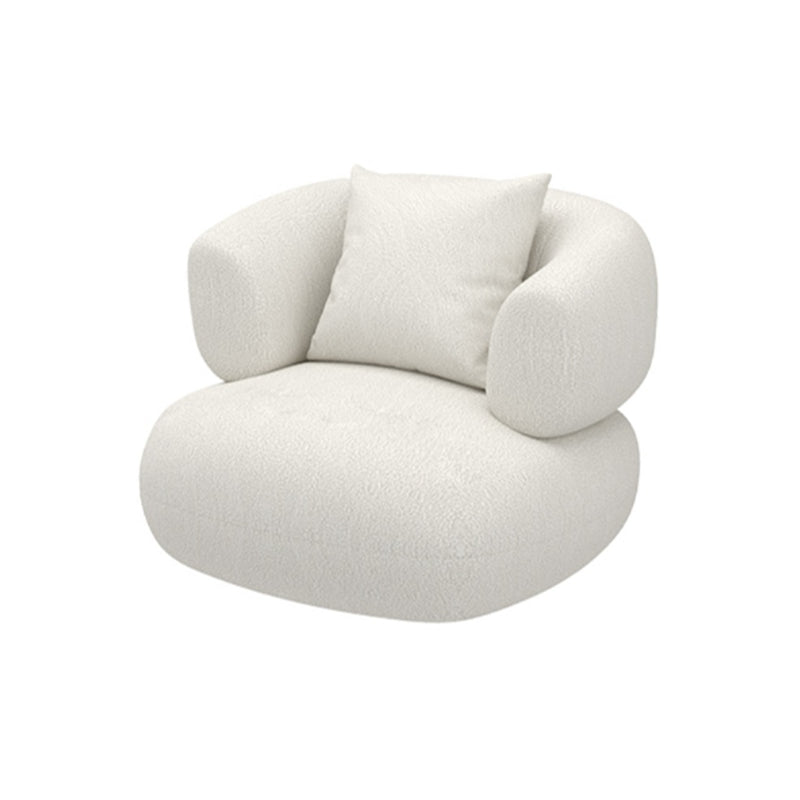 Scandinavian Wool Seating Tuxedo Arm Living Room Sofa in White