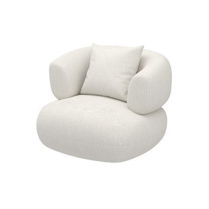 Scandinavian Wool Seating Tuxedo Arm Living Room Sofa in White
