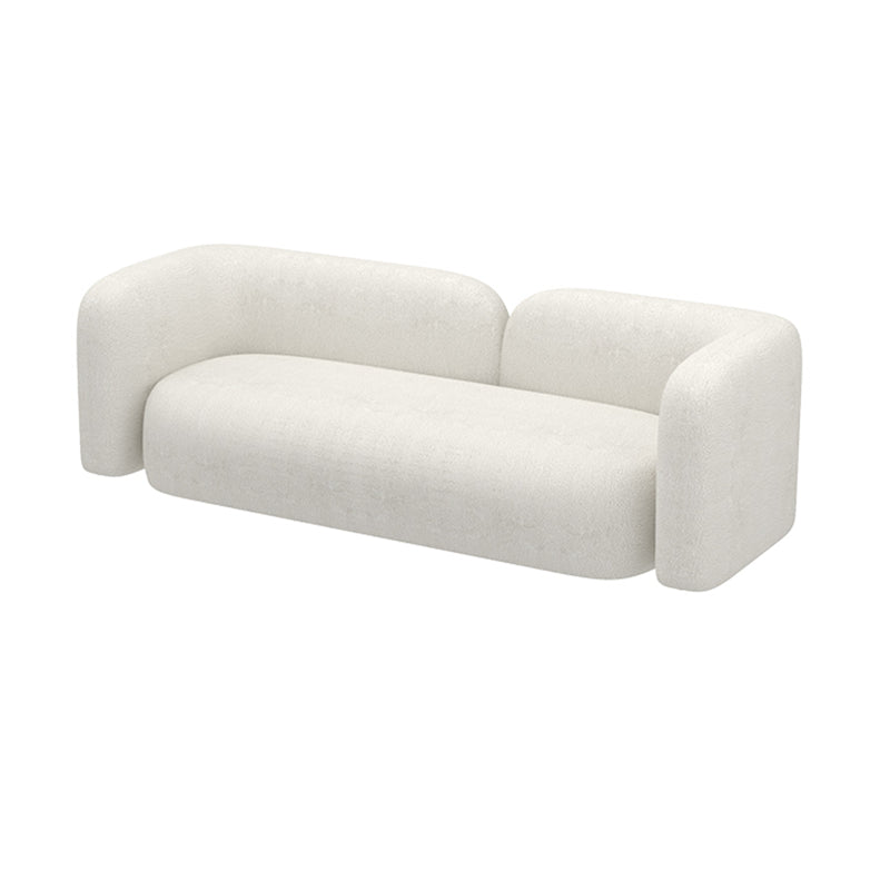 Scandinavian Wool Seating Tuxedo Arm Living Room Sofa in White