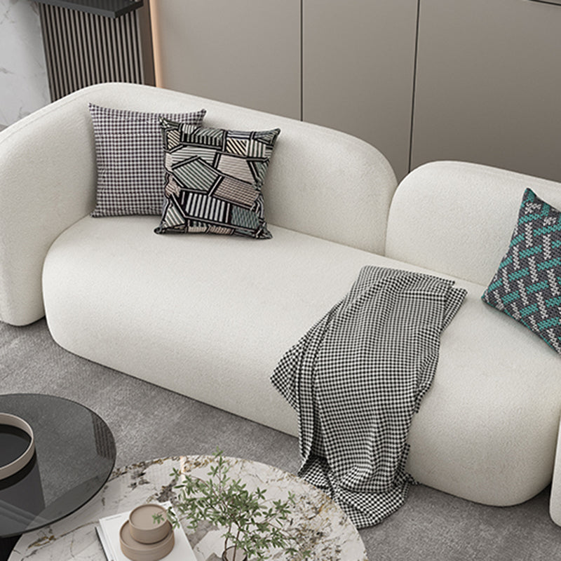 Scandinavian Wool Seating Tuxedo Arm Living Room Sofa in White