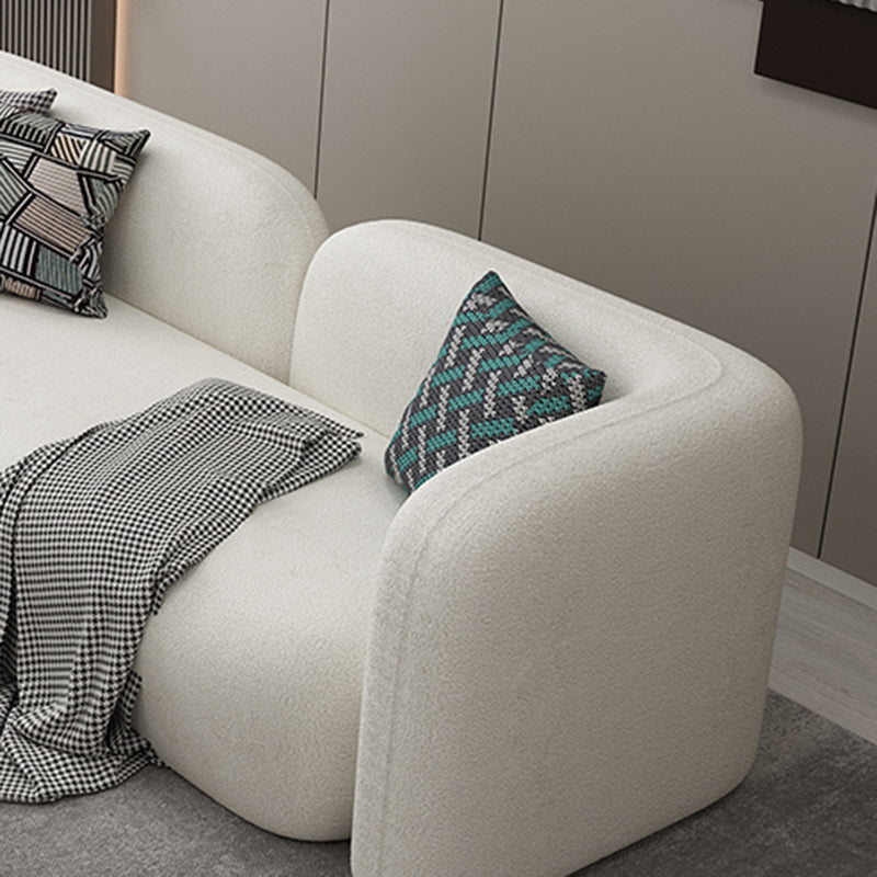 Scandinavian Wool Seating Tuxedo Arm Living Room Sofa in White