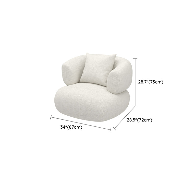 Scandinavian Wool Seating Tuxedo Arm Living Room Sofa in White