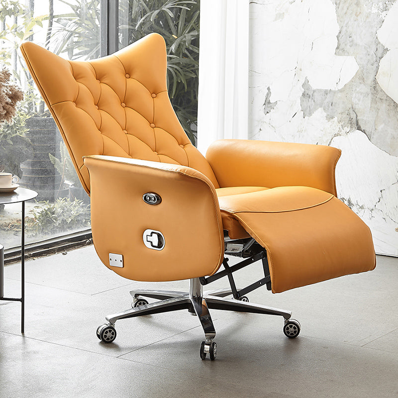 Contemporary Genuine Leather Recliner Chair with Swivel Base Clearhalo 'Chairs & Seating' 'furn' 'furn_recliners' 'Furniture' 'Living Room Furniture' 'Recliners' 7349751