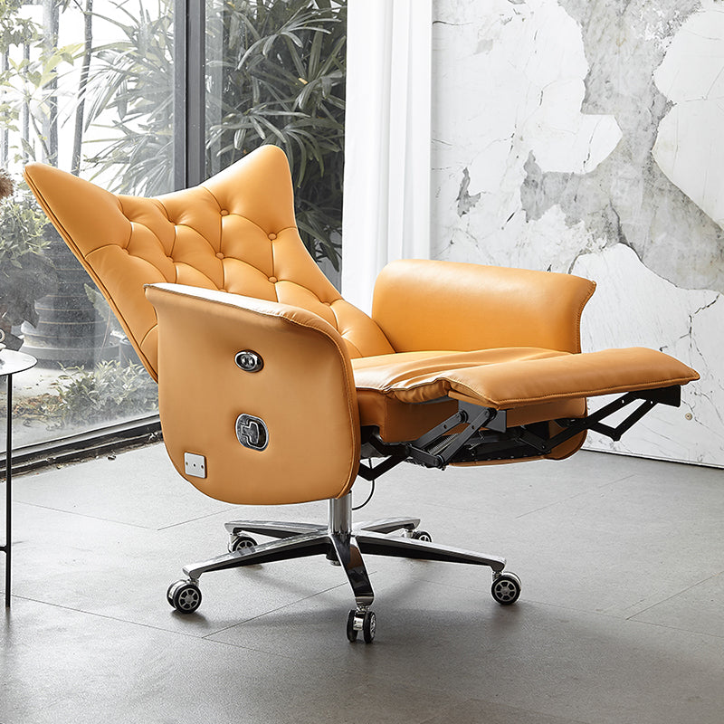 Contemporary Genuine Leather Recliner Chair with Swivel Base Clearhalo 'Chairs & Seating' 'furn' 'furn_recliners' 'Furniture' 'Living Room Furniture' 'Recliners' 7349753