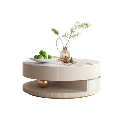 Slate Coffee Table Round Abstract Coffee Cocktail Table with Storage Drawers Clearhalo 'Coffee & Accent Tables' 'Coffee Tables' 'coffee_tables' 'furn' 'furn_coffee_tables' 'Furniture' 'Living Room Furniture' 7349804