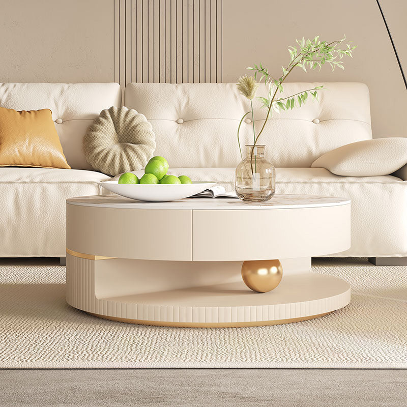 Slate Coffee Table Round Abstract Coffee Cocktail Table with Storage Drawers Clearhalo 'Coffee & Accent Tables' 'Coffee Tables' 'coffee_tables' 'furn' 'furn_coffee_tables' 'Furniture' 'Living Room Furniture' 7349806