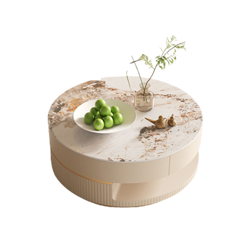 Slate Coffee Table Round Abstract Coffee Cocktail Table with Storage Drawers Clearhalo 'Coffee & Accent Tables' 'Coffee Tables' 'coffee_tables' 'furn' 'furn_coffee_tables' 'Furniture' 'Living Room Furniture' 7349808