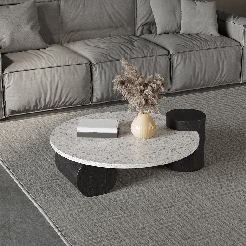 Modern Stone Coffee Table Round Abstract Coffee Cocktail Table