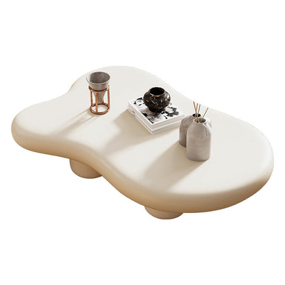 Irregular Solid Wood Coffee Table Cloud-Shaped 4 Legs Cocktail Table