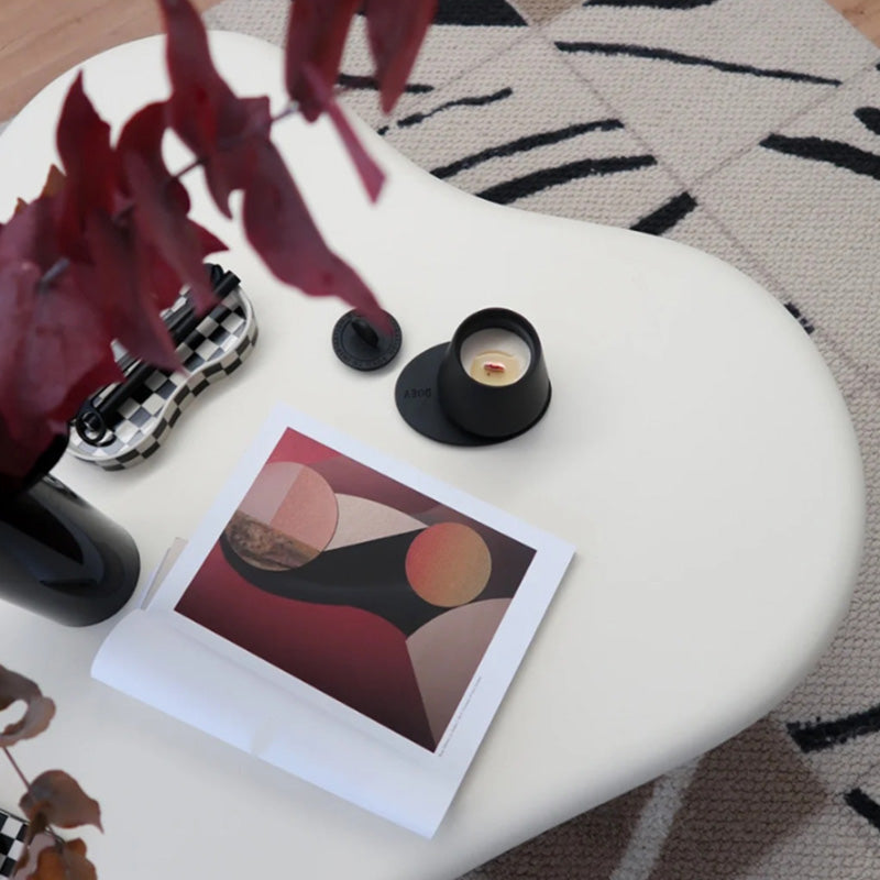 Irregular Solid Wood Coffee Table Cloud-Shaped 4 Legs Cocktail Table