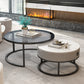 Round Glass Top Coffee Table Contemporary Frame Coffee Cocktail Table with Drawers Black White Grey Clearhalo 'Coffee & Accent Tables' 'Coffee Tables' 'coffee_tables' 'furn' 'furn_coffee_tables' 'Furniture' 'Living Room Furniture' 7349845