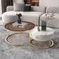 Round Glass Top Coffee Table Contemporary Frame Coffee Cocktail Table with Drawers Gold White Clearhalo 'Coffee & Accent Tables' 'Coffee Tables' 'coffee_tables' 'furn' 'furn_coffee_tables' 'Furniture' 'Living Room Furniture' 7349849