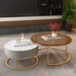 Round Glass Top Coffee Table Contemporary Frame Coffee Cocktail Table with Drawers Gold White Grey Clearhalo 'Coffee & Accent Tables' 'Coffee Tables' 'coffee_tables' 'furn' 'furn_coffee_tables' 'Furniture' 'Living Room Furniture' 7349851