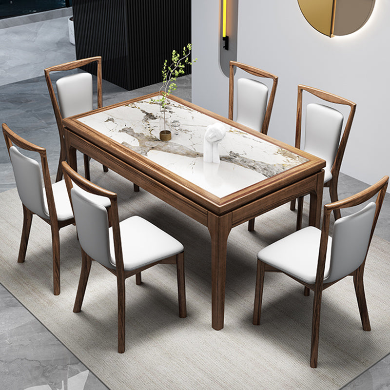 Contemporaneo 1/2/7 pezzi sala da pranzo set mobili in pietra rettangolo in bianco