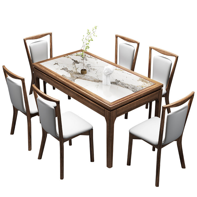 Contemporaneo 1/2/7 pezzi sala da pranzo set mobili in pietra rettangolo in bianco