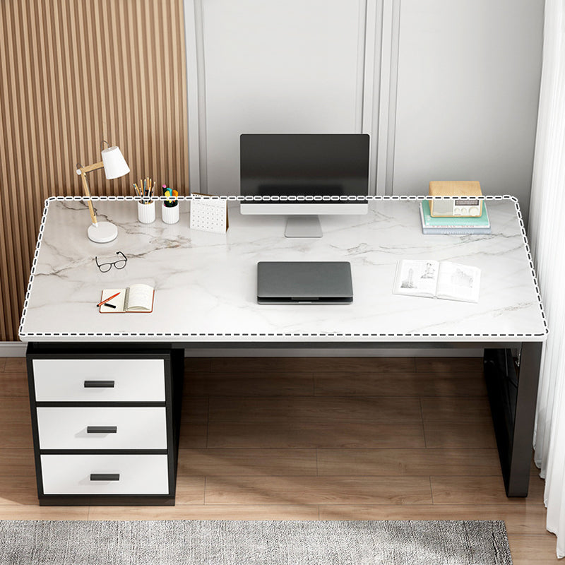 Contemporary 3 Drawers Office Desk Antique Finish Computer Desk Clearhalo 'furn' 'furn_office_desk' 'Furniture' 'Office Desks' 'Office Furniture' 'office_desk' 7350657