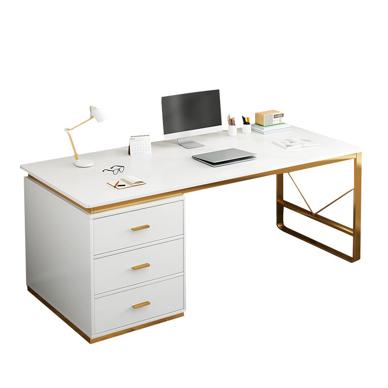 Contemporary 3 Drawers Office Desk Antique Finish Computer Desk Clearhalo 'furn' 'furn_office_desk' 'Furniture' 'Office Desks' 'Office Furniture' 'office_desk' 7350659