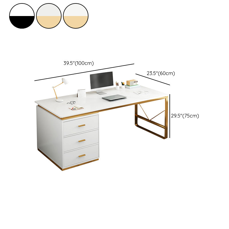 Contemporary 3 Drawers Office Desk Antique Finish Computer Desk Clearhalo 'furn' 'furn_office_desk' 'Furniture' 'Office Desks' 'Office Furniture' 'office_desk' 7350662