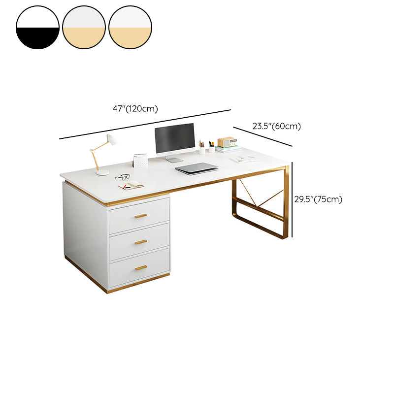 Contemporary 3 Drawers Office Desk Antique Finish Computer Desk Clearhalo 'furn' 'furn_office_desk' 'Furniture' 'Office Desks' 'Office Furniture' 'office_desk' 7350663