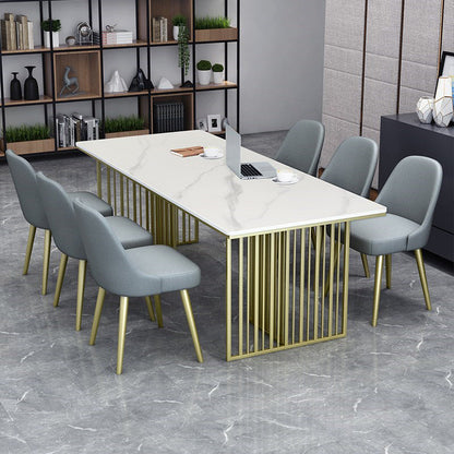 Contemporary Stone Office Desk Rectangular Shape Task Desk with 2 Legs Gold Clearhalo 'furn' 'furn_office_desk' 'Furniture' 'Office Desks' 'Office Furniture' 'office_desk' 7350675