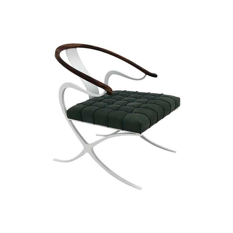 Leather Dining Chairs Nordic Style Open Back Arm Chair with Metal Base White Green 1 Piece Clearhalo 'Dining Chairs' 'Dining Tables & Seating' 'dining_chair' 'furn' 'furn_dining_chair' 'Furniture' 'Kitchen & Dining Furniture' 7350943