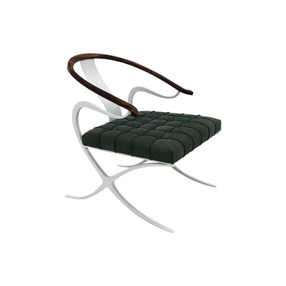 Leather Dining Chairs Nordic Style Open Back Arm Chair with Metal Base White Green 1 Piece Clearhalo 'Dining Chairs' 'Dining Tables & Seating' 'dining_chair' 'furn' 'furn_dining_chair' 'Furniture' 'Kitchen & Dining Furniture' 7350943