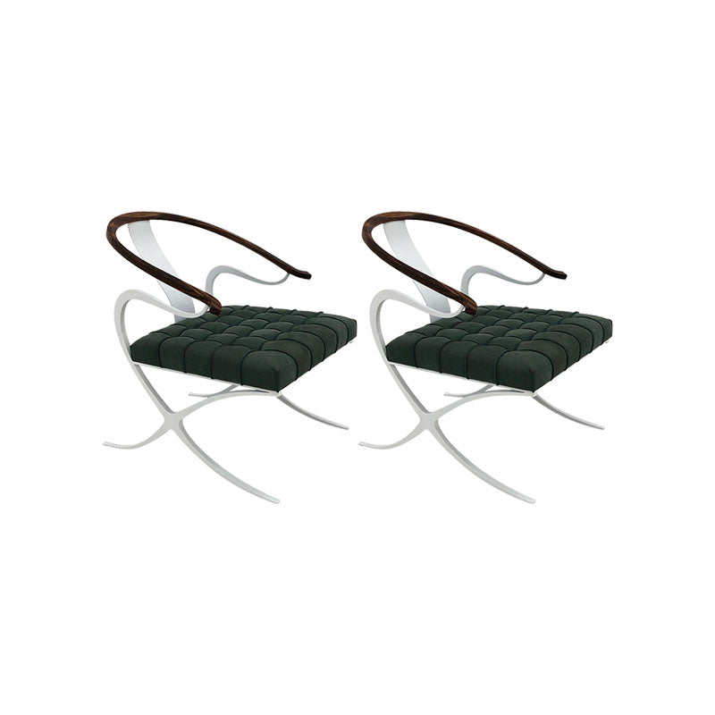 Leather Dining Chairs Nordic Style Open Back Arm Chair with Metal Base White Green 2 Piece Set Clearhalo 'Dining Chairs' 'Dining Tables & Seating' 'dining_chair' 'furn' 'furn_dining_chair' 'Furniture' 'Kitchen & Dining Furniture' 7350946