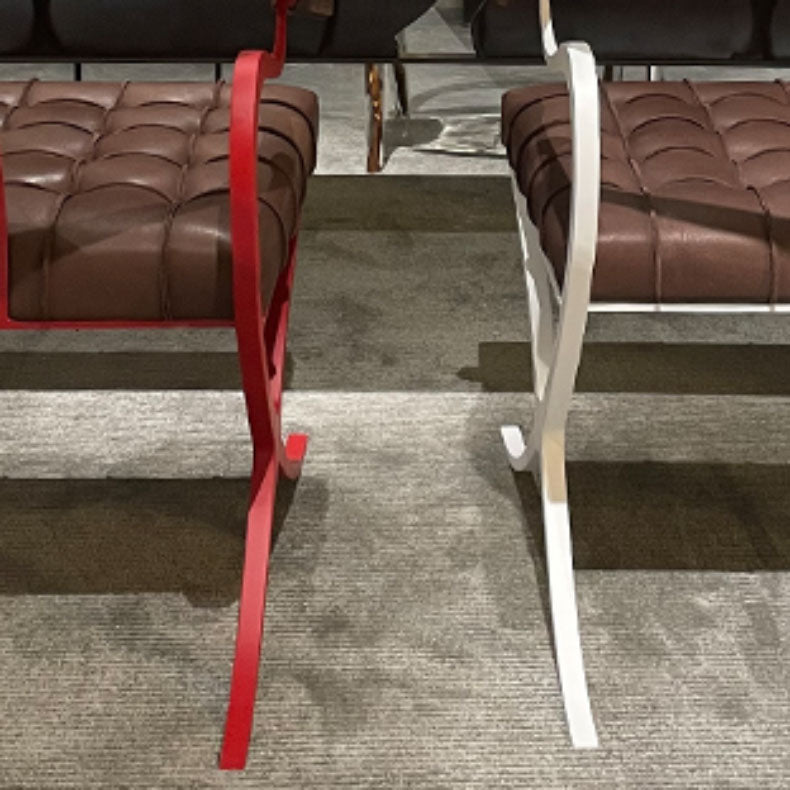 Leather Dining Chairs Nordic Style Open Back Arm Chair with Metal Base Clearhalo 'Dining Chairs' 'Dining Tables & Seating' 'dining_chair' 'furn' 'furn_dining_chair' 'Furniture' 'Kitchen & Dining Furniture' 7350947