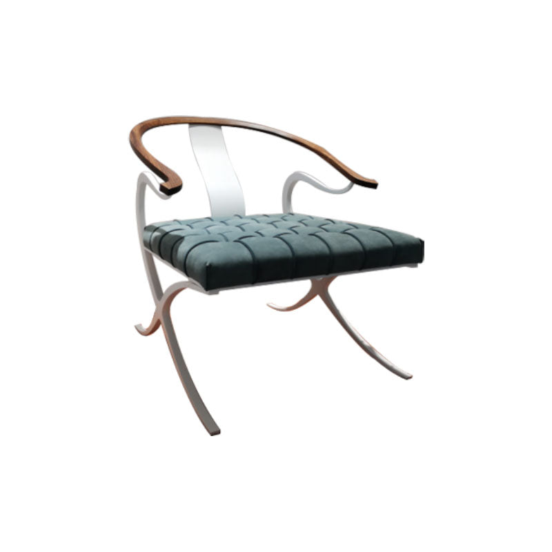 Leather Dining Chairs Nordic Style Open Back Arm Chair with Metal Base Blue 1 Piece Clearhalo 'Dining Chairs' 'Dining Tables & Seating' 'dining_chair' 'furn' 'furn_dining_chair' 'Furniture' 'Kitchen & Dining Furniture' 7350951