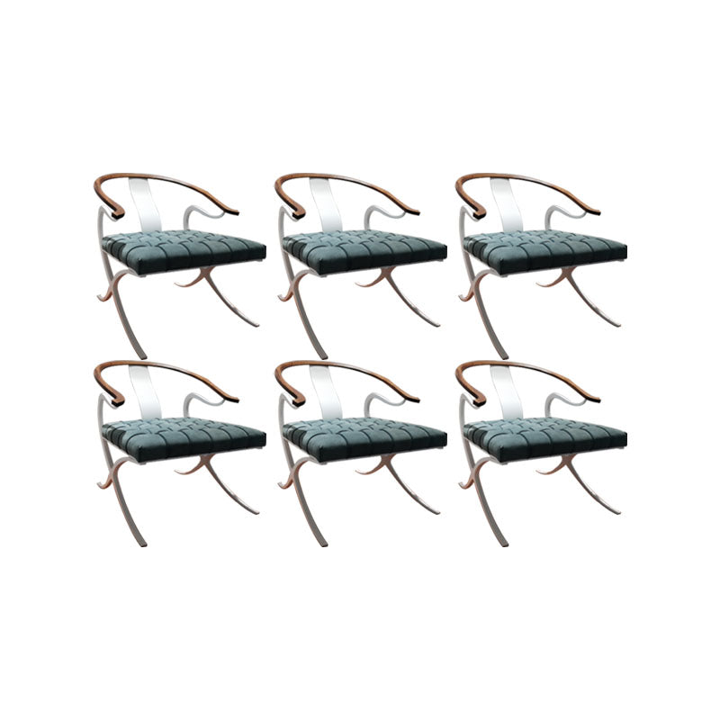 Leather Dining Chairs Nordic Style Open Back Arm Chair with Metal Base Blue 6 Piece Set Clearhalo 'Dining Chairs' 'Dining Tables & Seating' 'dining_chair' 'furn' 'furn_dining_chair' 'Furniture' 'Kitchen & Dining Furniture' 7350954