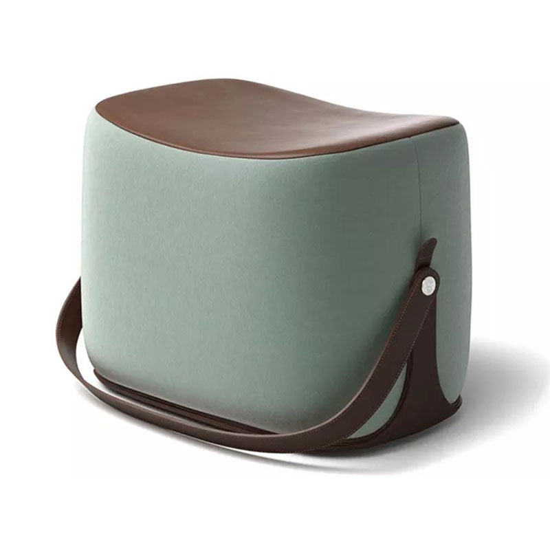 Contemporary Rectangle Shape Ottoman Faux Leather Upholstered Pouf Green 1 Piece Storage Not Included Clearhalo 'furn' 'furn_ottomans_poufs' 'Furniture' 'Living Room Furniture' 'Ottomans & Poufs' 'ottomans_poufs' 7351038