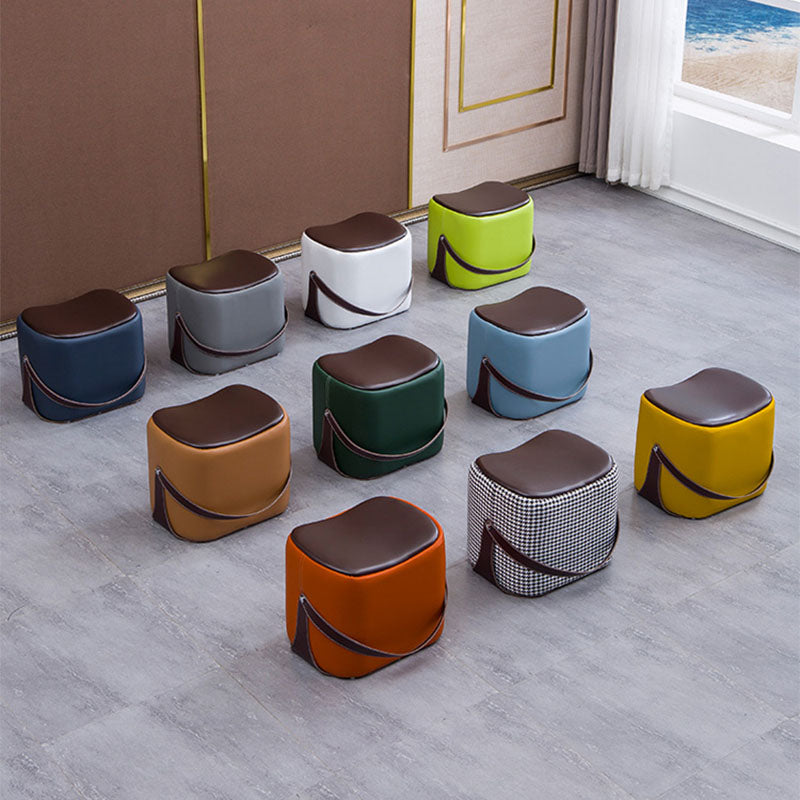 Contemporary Rectangle Shape Ottoman Faux Leather Upholstered Pouf Clearhalo 'furn' 'furn_ottomans_poufs' 'Furniture' 'Living Room Furniture' 'Ottomans & Poufs' 'ottomans_poufs' 7351039