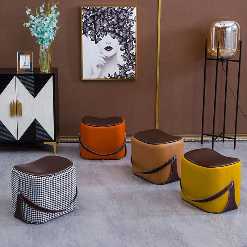 Contemporary Rectangle Shape Ottoman Faux Leather Upholstered Pouf Clearhalo 'furn' 'furn_ottomans_poufs' 'Furniture' 'Living Room Furniture' 'Ottomans & Poufs' 'ottomans_poufs' 7351040
