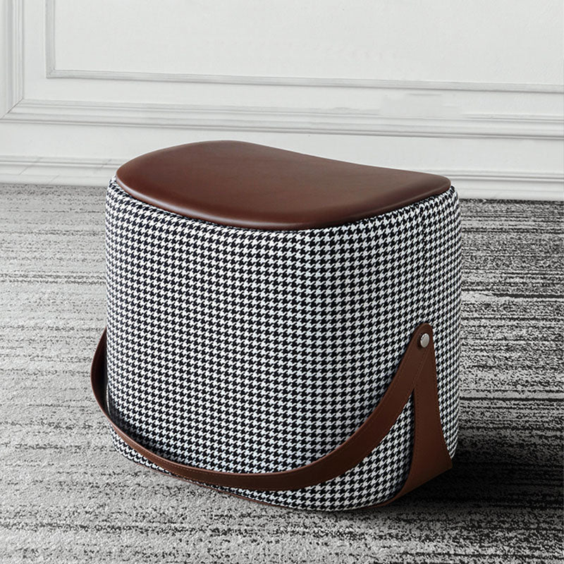 Contemporary Rectangle Shape Ottoman Faux Leather Upholstered Pouf Houndstooth pattern 1 Piece Storage Not Included Clearhalo 'furn' 'furn_ottomans_poufs' 'Furniture' 'Living Room Furniture' 'Ottomans & Poufs' 'ottomans_poufs' 7351047