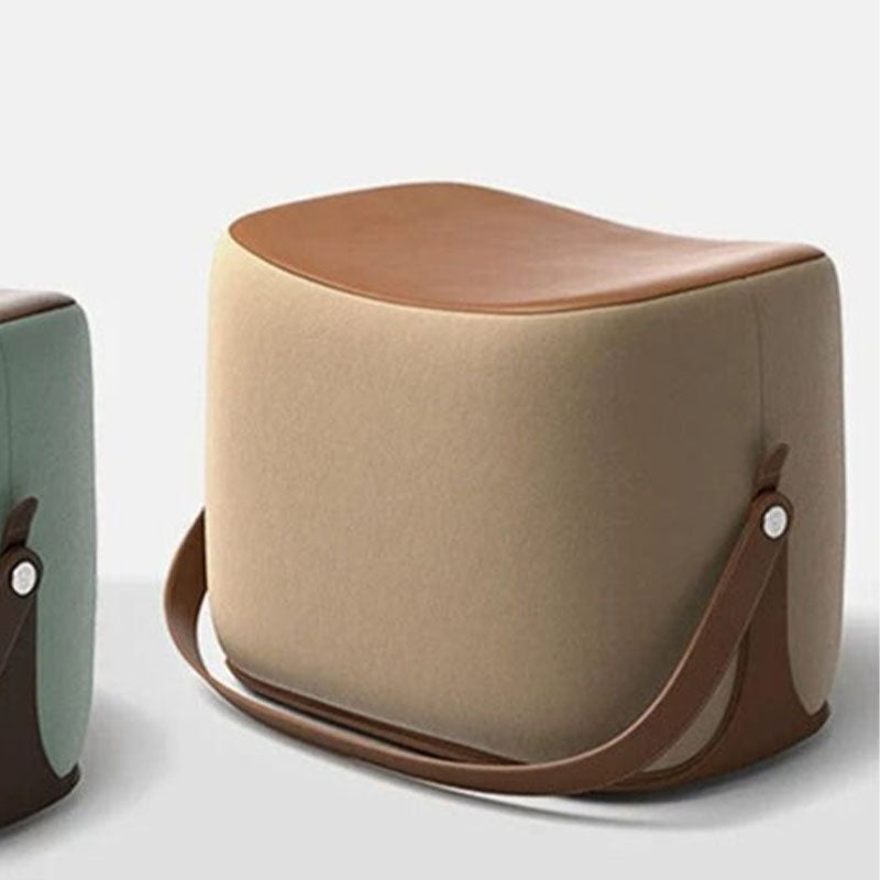 Contemporary Rectangle Shape Ottoman Faux Leather Upholstered Pouf Beige 1 Piece Storage Not Included Clearhalo 'furn' 'furn_ottomans_poufs' 'Furniture' 'Living Room Furniture' 'Ottomans & Poufs' 'ottomans_poufs' 7351048