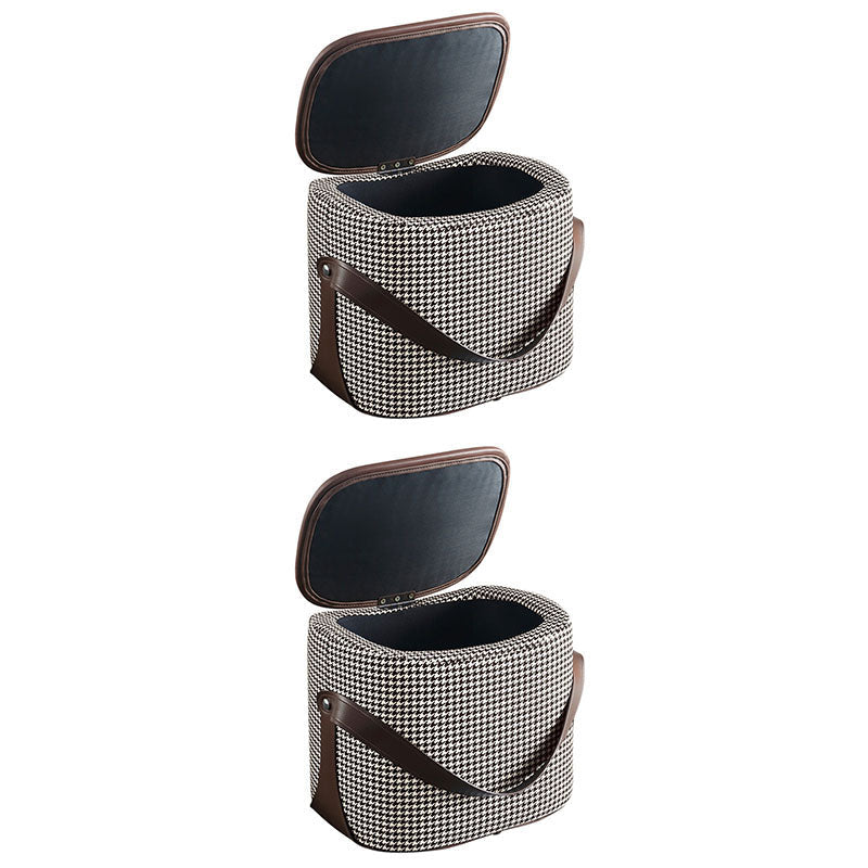 Contemporary Rectangle Shape Ottoman Faux Leather Upholstered Pouf Houndstooth pattern 2 Piece Set Storage Included Clearhalo 'furn' 'furn_ottomans_poufs' 'Furniture' 'Living Room Furniture' 'Ottomans & Poufs' 'ottomans_poufs' 7351058