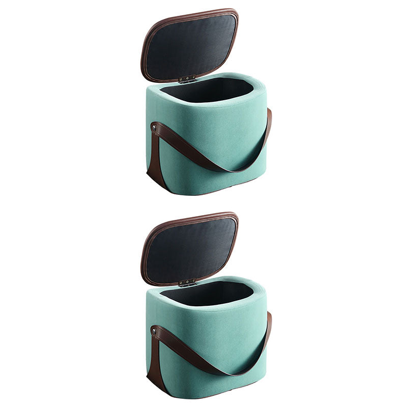 Contemporary Rectangle Shape Ottoman Faux Leather Upholstered Pouf Green 2 Piece Set Storage Included Clearhalo 'furn' 'furn_ottomans_poufs' 'Furniture' 'Living Room Furniture' 'Ottomans & Poufs' 'ottomans_poufs' 7351060