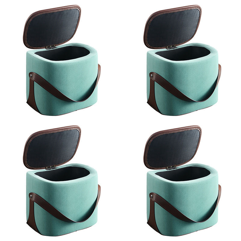 Contemporary Rectangle Shape Ottoman Faux Leather Upholstered Pouf Green 4 Piece Set Storage Included Clearhalo 'furn' 'furn_ottomans_poufs' 'Furniture' 'Living Room Furniture' 'Ottomans & Poufs' 'ottomans_poufs' 7351061