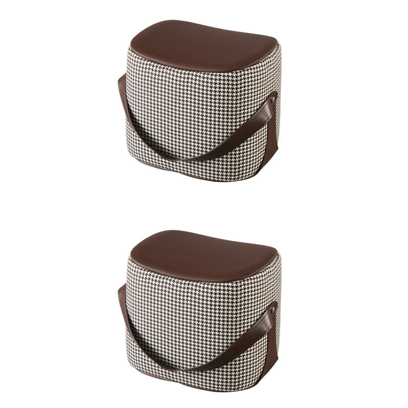 Contemporary Rectangle Shape Ottoman Faux Leather Upholstered Pouf Houndstooth pattern 2 Piece Set Storage Not Included Clearhalo 'furn' 'furn_ottomans_poufs' 'Furniture' 'Living Room Furniture' 'Ottomans & Poufs' 'ottomans_poufs' 7351062